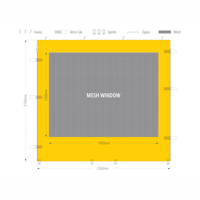 2.4m Marquee Mesh Window Wall | Marquee Accessory