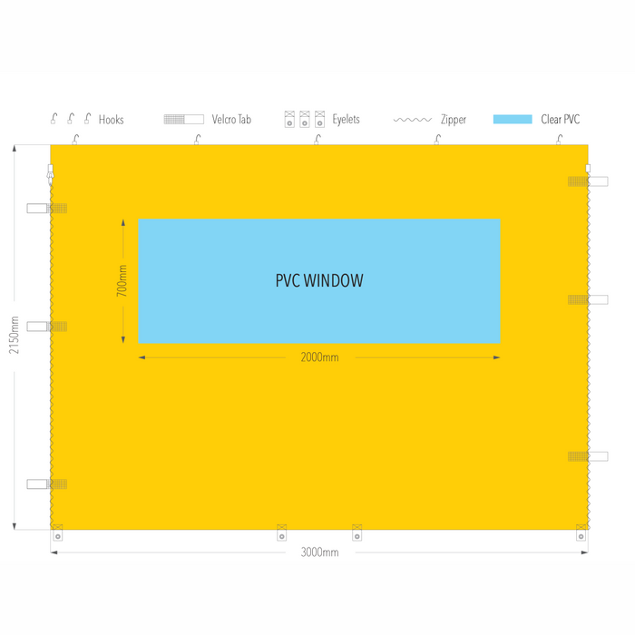 3m Marquee PVC Window Wall | Marquee Accessory