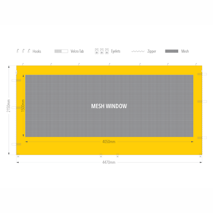 4.5m Marquee Mesh Window Wall | Marquee Accessory