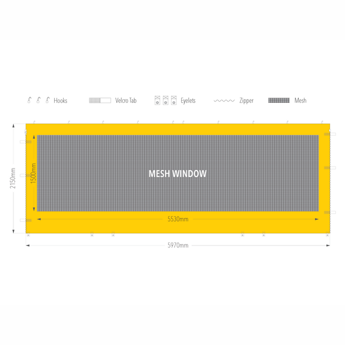 6m Marquee Mesh Window Wall | Marquee Accessory