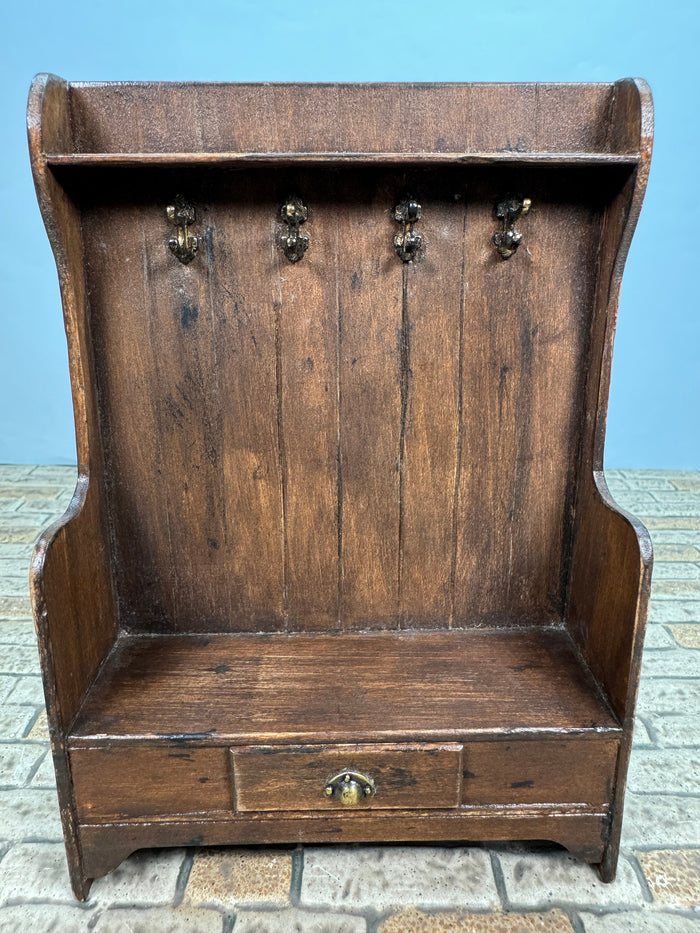 Artisan Handmade Entryway Bench With Drawer, Coat Hanger Shelf & Hooks