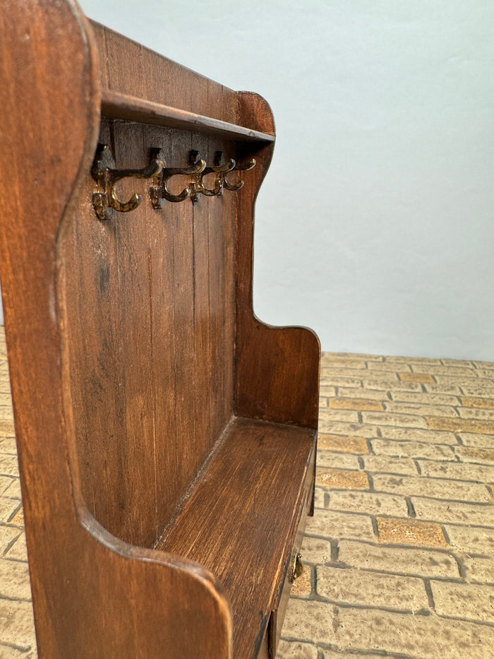 Artisan Handmade Entryway Bench With Drawer, Coat Hanger Shelf & Hooks