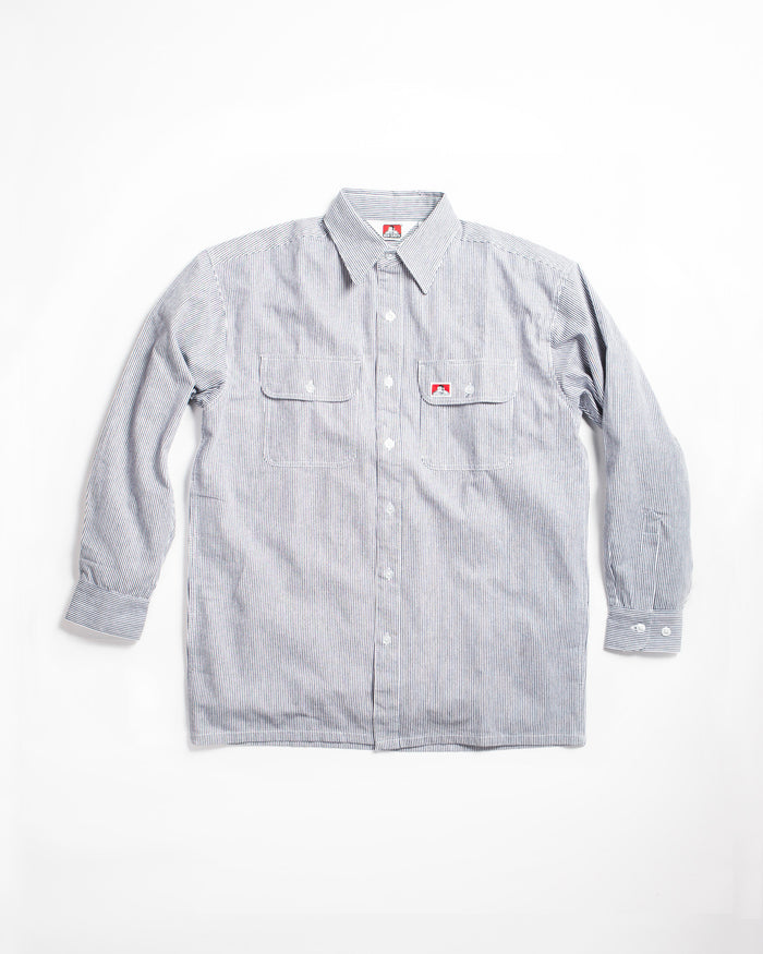 Ben Davis Long Sleeve Hickory Stripe Shirt - Button Front