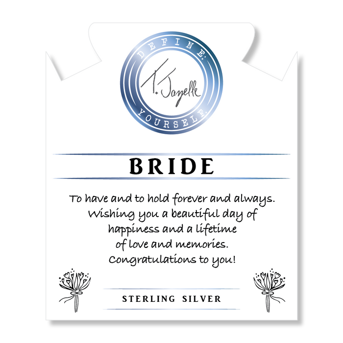 Blue Aquamarine Stone Bracelet with Bride Sterling Silver Charm