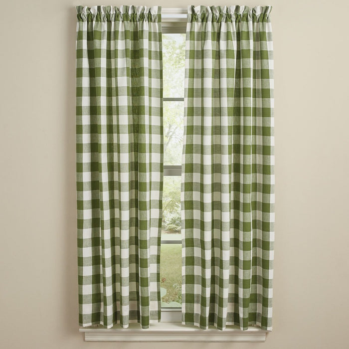 Wicklow Sage Check Short Panel Curtains-Lange General Store