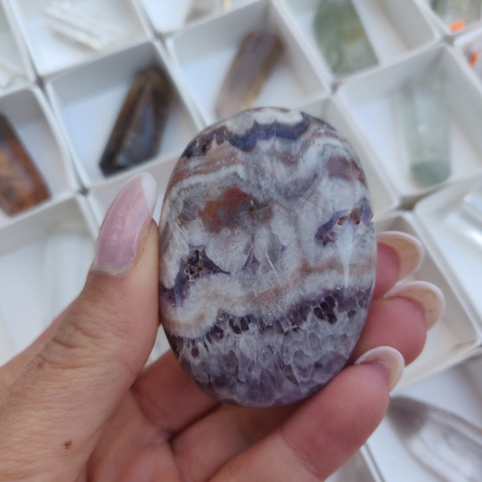 Chevron Amethyst Palm Stone (#22) - Simply Affinity