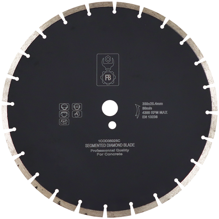 DIAMOND BLD 350MM SEGMENTED CONCRETE FB - 25MM BORE - WET/DRY CUT - CONCRETE