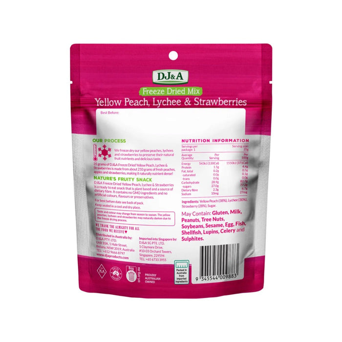 DJ&A Freeze Dried Yellow Peach, Lychee & Strawberries - 10x35g