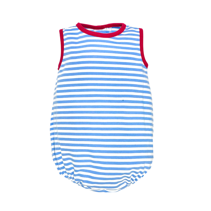 Duddley Bubble in Blue Stripe with Red Trim