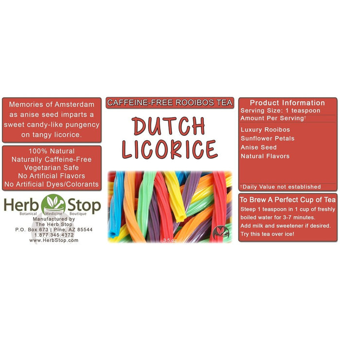 Dutch Licorice Rooibos Tea Label