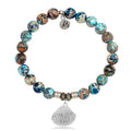 Earth Jasper Stone Bracelet with Seashell Sterling Silver Charm