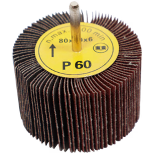 FLAP WHEEL 80 X 50MM 60G FB - MOUNTED 6MM SHANK (80MM DIA X 50MM WIDE)
