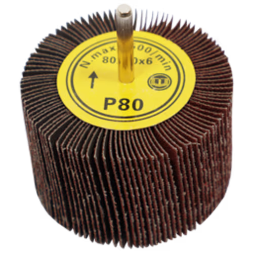 FLAP WHEEL 80 X 50MM 80G FB - MOUNTED 6MM SHANK (80MM DIA X 50MM WIDE)