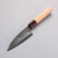 Fukube Shinbu Magomitsu Blue Steel No.2 Hammered Kurouchi Deba 120mm Keyaki Elm Handle - Seisuke Knife
