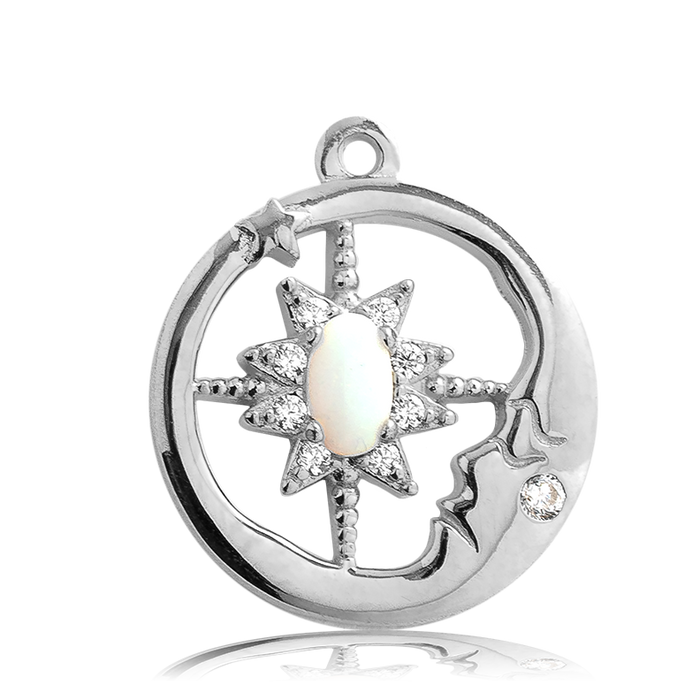 Green Angelite Stone Bracelet with Moonlight Sterling Silver Charm