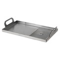 Stainless steel Kasai Konro Plancha with a handle on a white background