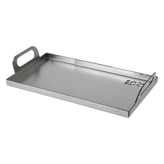 Stainless steel Kasai Konro Plancha  with handle on a white background