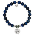 Lapis Tiger's Eye Stone Bracelet with Cardinal Sterling Silver Charm