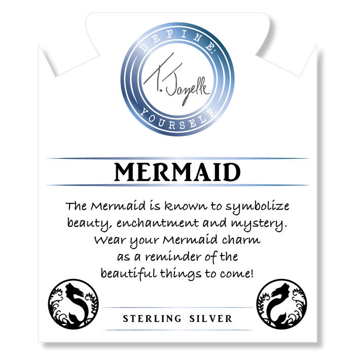 Lapis Tiger's Eye Stone Bracelet with Mermaid Sterling Silver Charm