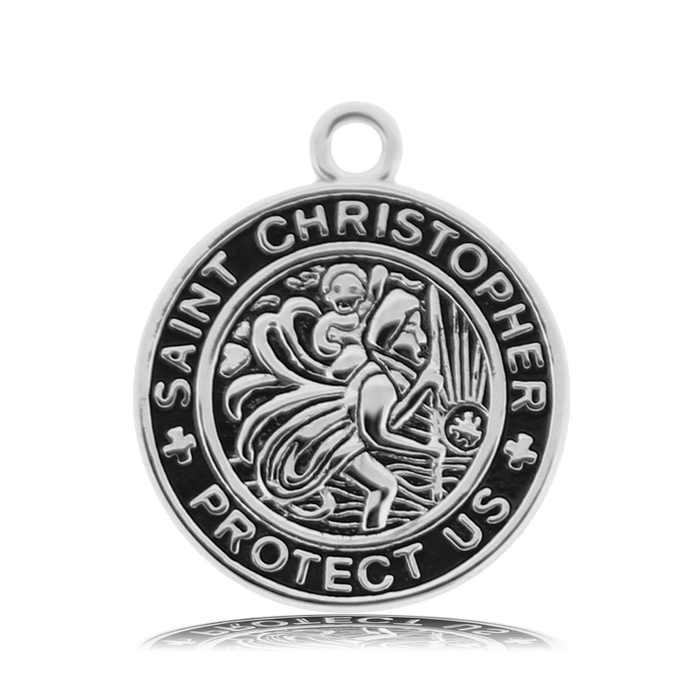 Lapis Tiger's Eye Stone Bracelet with Saint Christopher Sterling Silver Charm