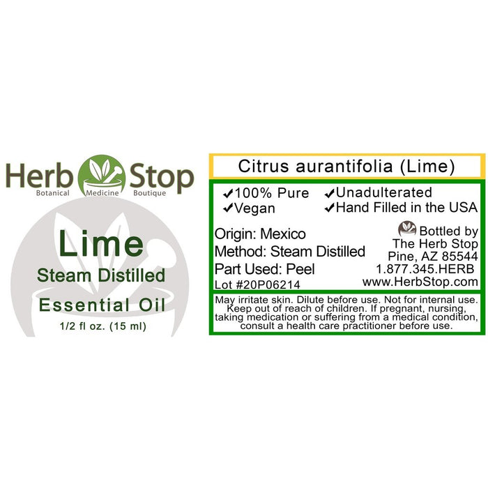 Lime Steam Distilled Essential Oil Label