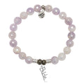 Mauve Jade Gemstone Bracelet with Bride Sterling Silver Charm