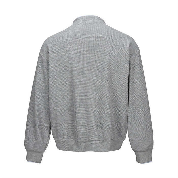 Men's Waffle Knit Stand-Collar Bomber Cardigan Jacket – Relaxed Fit