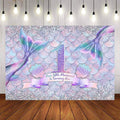 Mocsicka Little Mermaid and Sliver Dots Birthday Backdrop-Mocsicka Party