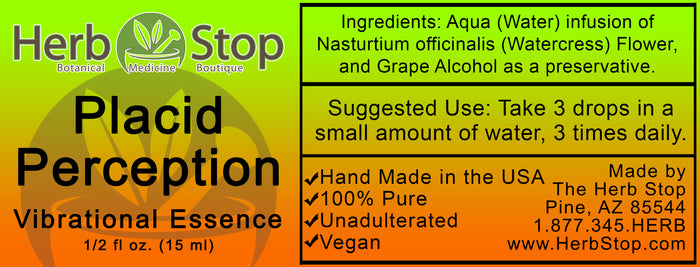 Placid Perception Vibrational Essence Label