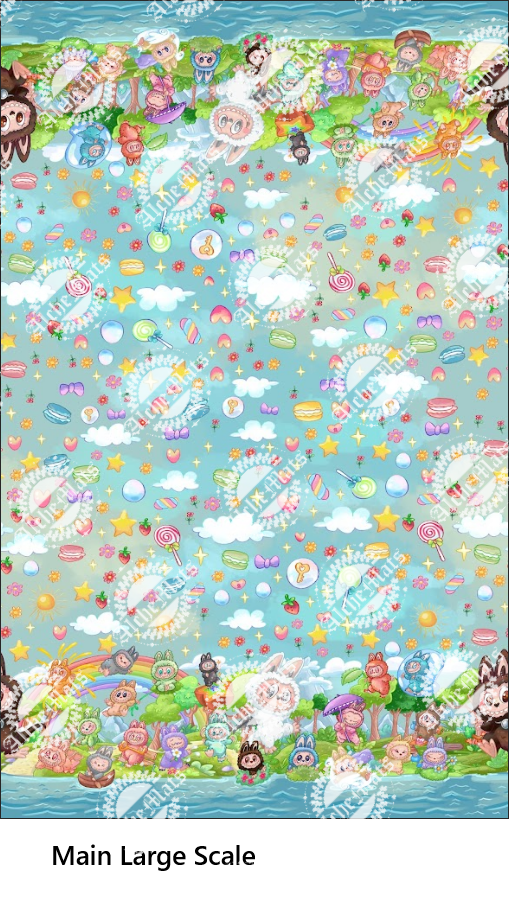 Preorder R31 FABRIC Labu Park Double Border Blue