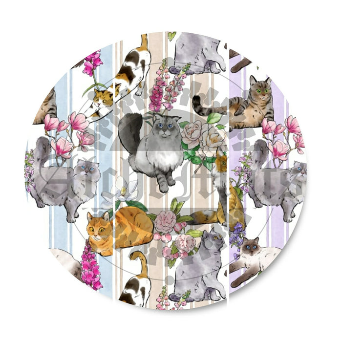 Preorder R31 FABRIC/VINYL Floral Cat Stripes