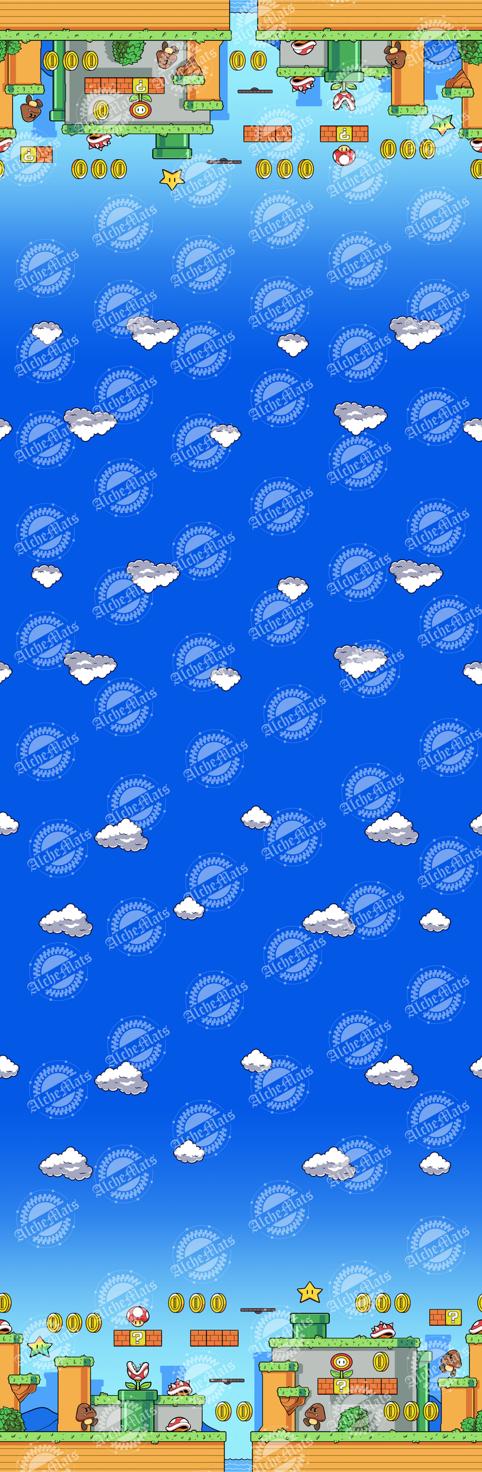 Preorder R31 Fabric/Vinyl Itsa Me Sidescroll Double Border Print