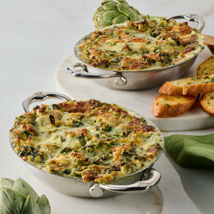 Provisions Set of 2, Stainless Steel 13oz Oval Au Gratin, Small (6.5 x 5.5 inches)