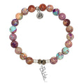 Purple Jasper Stone Bracelet with Bride Sterling Silver Charm