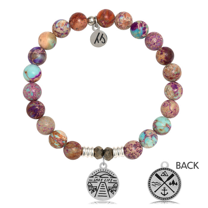 Purple Jasper Stone Bracelet with Lake Life Sterling Silver Charm