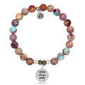Purple Jasper Stone Bracelet with Love Always Wins Sterling Silver Charm