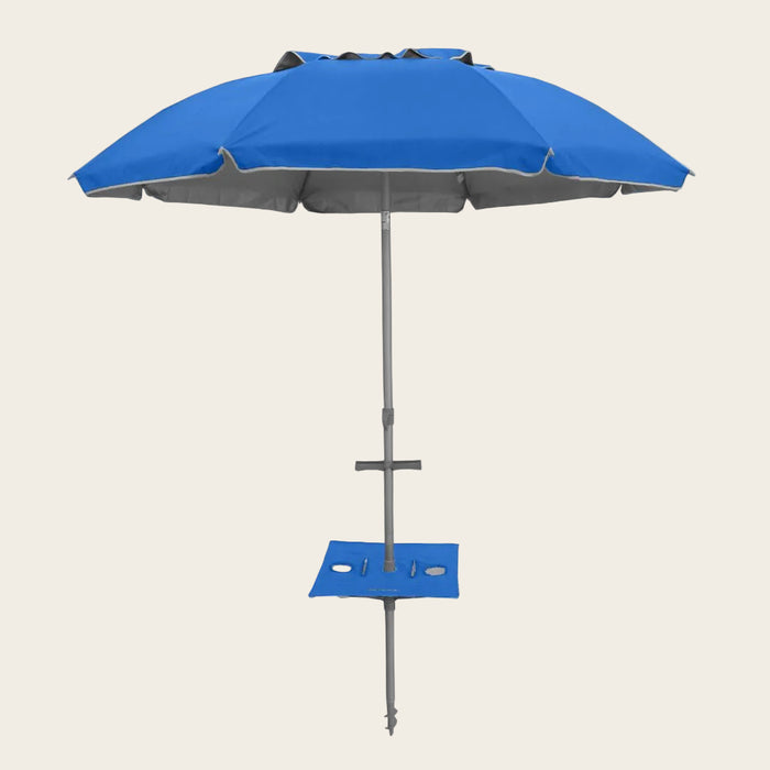 Royal Blue Sunraker Pole with built-in fold-away table and drink holders for 240cm Beachkit umbrellas