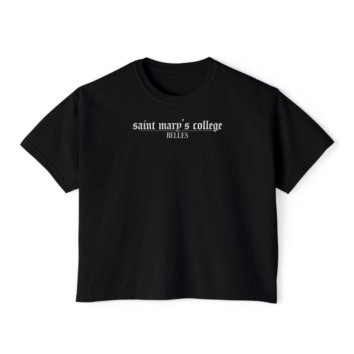 Saint Mary's College Black Boxy Tee | Gothic Font | Better in Blue Co.