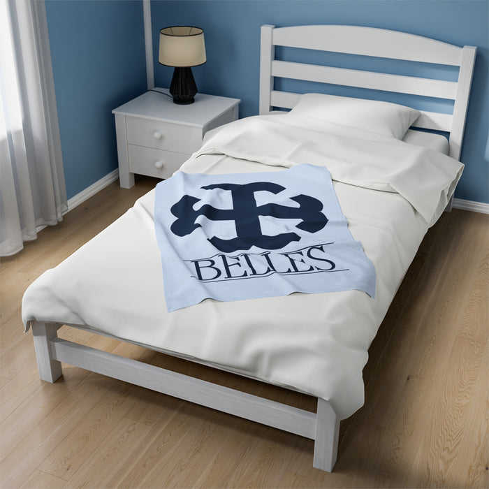 Saint Mary's College French Cross Belles | Velveteen Plush Blanket | Belles Blue | Better in Blue Co.