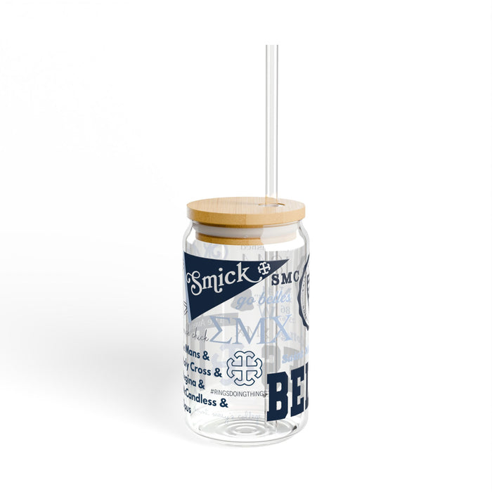 Saint Mary's College Glass Cup with Straw | Belles | Smick | Spes Unica | Better in Blue Co.
