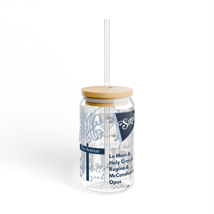 Saint Mary's College Glass Cup with Straw | Belles | Smick | Spes Unica | Better in Blue Co.