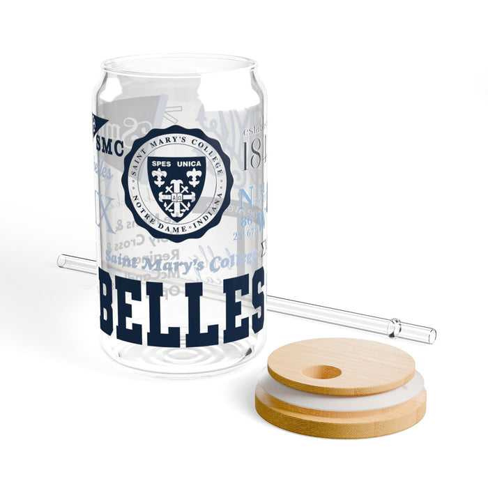 Saint Mary's College Glass Cup with Straw | Belles | Smick | Spes Unica | Better in Blue Co.