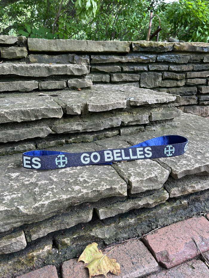 Saint Mary's College "Go Belles" Beaded Purse Straps | PRE-ORDER | French Cross | Belles Blue | Better in Blue Co.