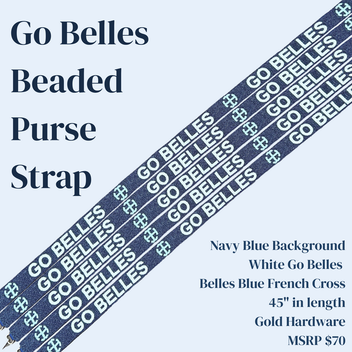 Saint Mary's College "Go Belles" Beaded Purse Straps | PRE-ORDER | French Cross | Belles Blue | Better in Blue Co.
