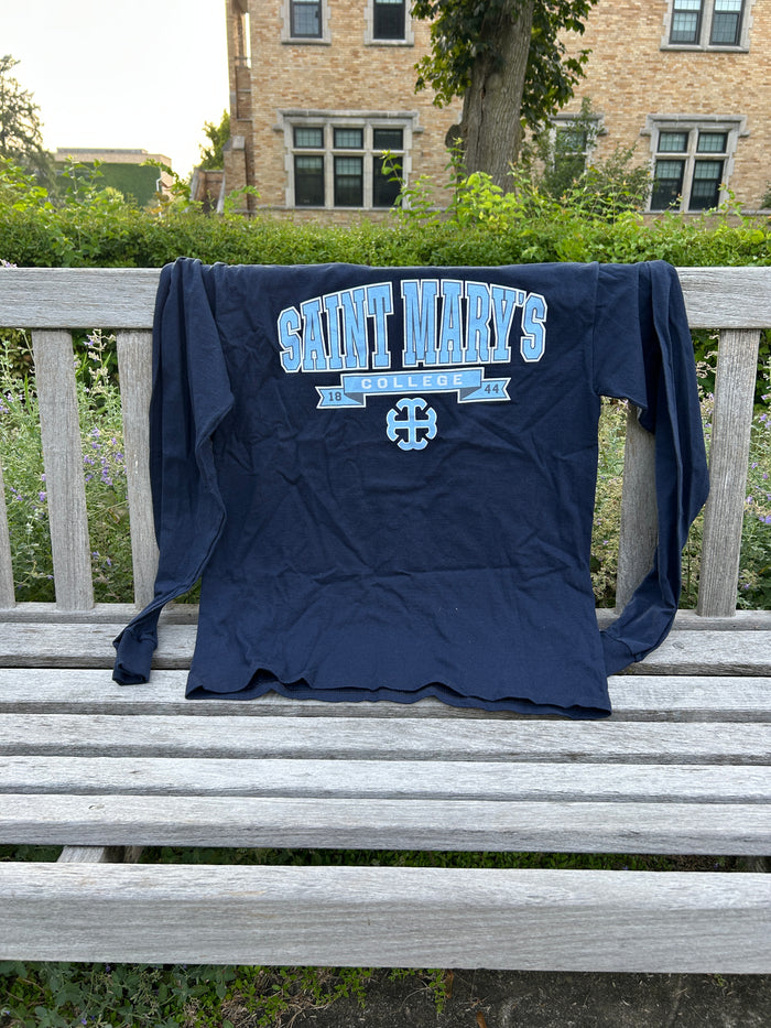 Saint Mary's College Long Sleeve Navy Blue Champion T-Shirt Medium