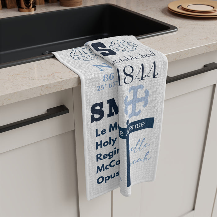 Saint Mary's College Microfiber Tea Towel | French Cross | 1844 | Belles | Better in Blue Co.