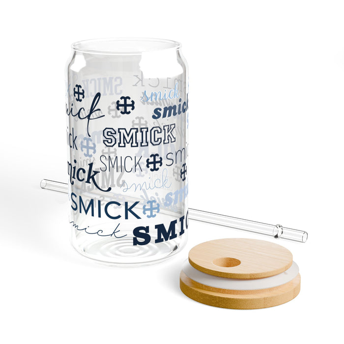 Saint Mary's College "Smick" Glass Tumbler with Straw | Belles | French Cross | Better in Blue Co.