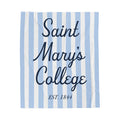 Saint Mary's College Velveteen Plush Blanket | Cabana Stripes | Belles Blue | 1844 | Better in Blue Co.
