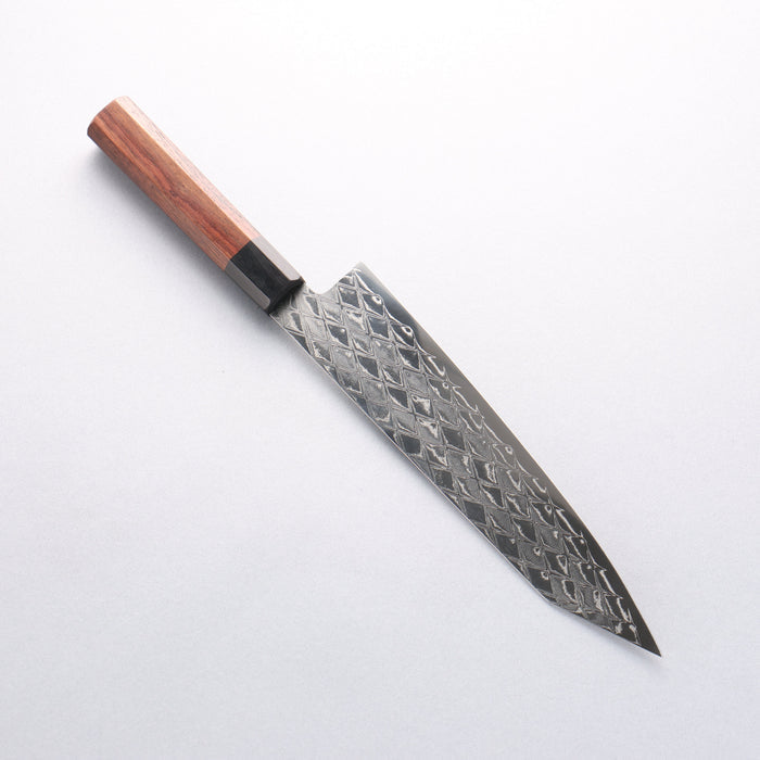 Seisuke AUS10 Mirror Crossed Kiritsuke Gyuto 210mm Shitan & Black Pakkawood Handle - Seisuke Knife