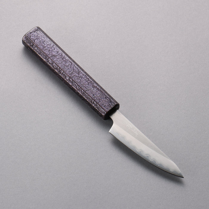 Seisuke White Steel No.1 Migaki Paring 80mm Purple Lacquered Oak Handle - Seisuke Knife